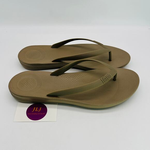 FitFlop Men's IQushion Ergonomic Thong Flip Flop Sandals Timberwolf Size 13 - Picture 2 of 12